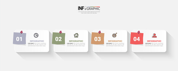 Fototapete - Business Infographic with note paper design vector.	
