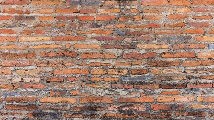 Poster - Old broken wall background with bricks.