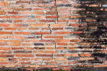 Poster - Old broken wall background with bricks.