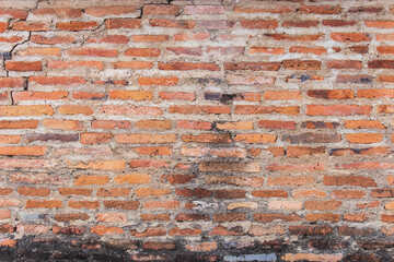 Poster - Old broken wall background with bricks.