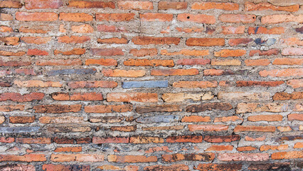Poster - Old broken wall background with bricks.