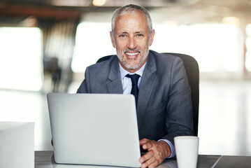 Aufkleber - Business has been good to me. Cropped portrait of a mature businessman working in his office.