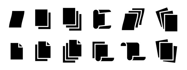 Leinwandbilder - Paper sheet files icon set. Collection of stack page document solid style symbol illustration.