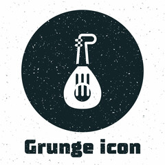 Sticker - Grunge Musical instrument lute icon isolated on white background. Arabic, Oriental, Greek music instrument. Monochrome vintage drawing. Vector