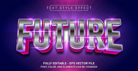 Wall Mural - Future Text Style Effect. Editable Graphic Text Template.