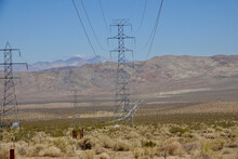 High Wire Transmission Lines In The Desert