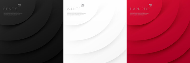 Wall Mural - Set of abstract white gray, black and red lines curve layers background. Paper cut 3d concept. Modern and minimal style. Can use for cover template, poster, banner web, flyer, print ad. Vector EPS10
