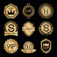 Wall Mural - golden vip badges icon collection