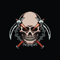 Wall Mural - skull and weapon tattoo vector design