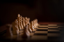 Moody Photo Of A Chessgame With Black Background