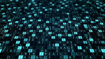 Wall Mural - Technical environment of programming binary digits. Modern technology hex code. Futuristic digital abstract background. Cryptocurrency and bitcoin concept. Big data programmer software computer.