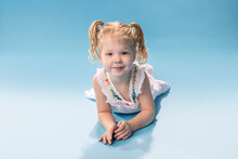 3 Year Old Girl's Pictures In The Studio With A Beach Summer Theme