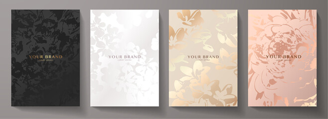 modern elegant cover design set. luxury fashionable background with pastel floral pattern. flower pr