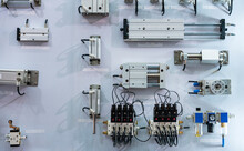 Various Type Pneumatic Equipment E.g. Air Cylinder And Rotary Pneumatic Cylinder Table Manifolds Solenoid Valve Filter Regulator For Automatic System Or Automation Manufacturing Process In Industrial