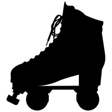 Roller Skates Shoes Derby, Boots Retro Old School Sport. Detailed Realistic Silhouette