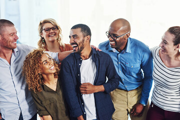 Poster - They share many fun moments together. Shot of a group of people standing together.
