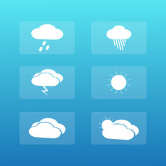 Weather flat vector icons set. Weather forecast icons