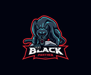 Wall Mural - Black panther mascot logo design