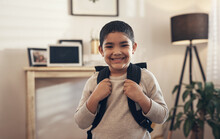 I Cant Wait To Learn And Make New Friends. Portrait Of An Adorable Little Boy Ready To Go To School.