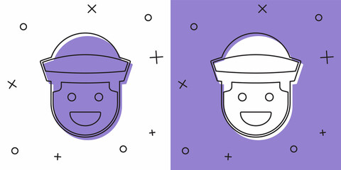 Sticker - Set Sailor icon isolated on white and purple background. Vector