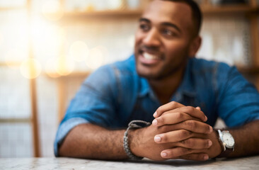 Wall Mural - He always knew this day would come. Cropped shot of a handsome young man standing in his coffee shop.