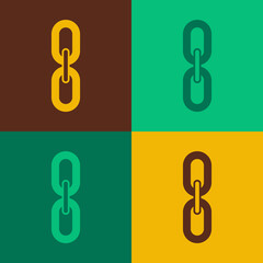 Canvas Print - Pop art Chain link icon isolated on color background. Link single. Hyperlink chain symbol. Vector