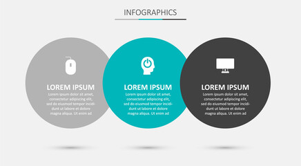 Set Power button, Computer mouse and monitor. Business infographic template. Vector