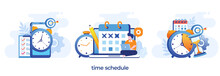 Time Schedule, Time Management, Deadline Concept, Planner, Start Up, Calender Flat Vector Illustration Banner