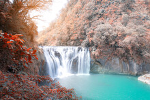 Beautiful Shifen Waterfall Nature Scenery Located In Pingxi District Taiwan