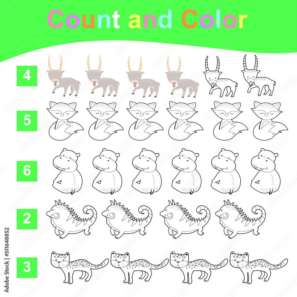 Count and Color worksheet for children. Educational printable worksheet ...