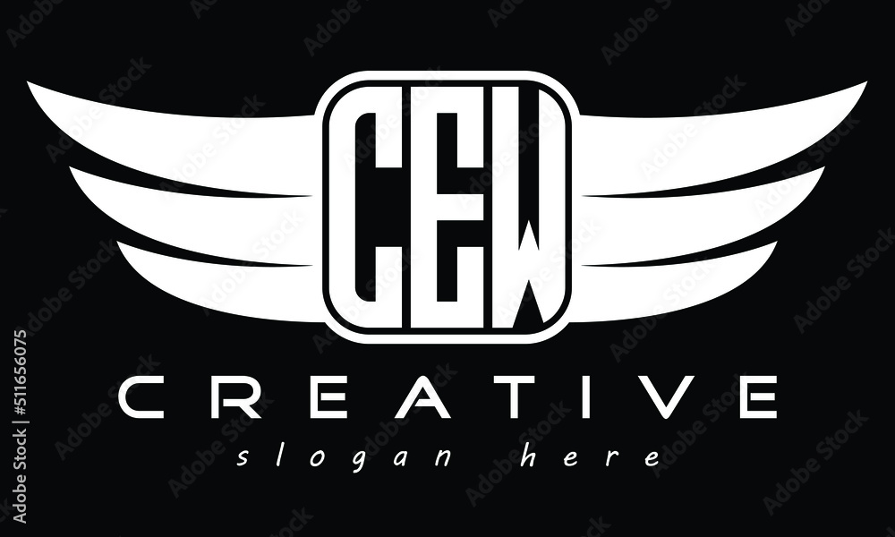 CEW three-letter Wing minimal typography font Monogram emblems flying ...
