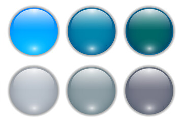 Poster - Shiny buttons set, glossy circle icons multicolored collection, 3D vector illustration.