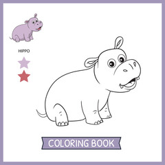 Wall Mural - coloring pages or books for kids. cute hippo cartoon illustration