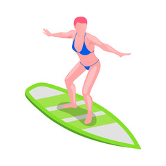 Wall Mural - Woman Surfing Board Composition