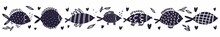 Vector Horizontal Pattern With Fish Drawn By Hand
