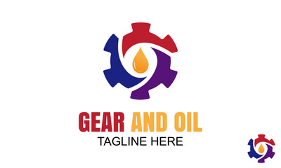 Gear and Oil Logo Design template. Oil Industry logo designs concept vector, Oil Gear Machine logo template symbol.