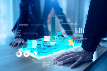 Wall Mural - smart city metaverse future digital world technology ai artificial intelligence iot, human working w