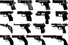 Pistol SVG, Pistol Silhouette, Gun Svg, Handgun Svg, Revolver Svg, Weapon Svg, Gun Silhouette, Pistol Bundle,