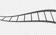 Vector film strip PNG. Roll of retro film strip on isolated transparent background. Photographic film in retro style. Curved film strip PNG.