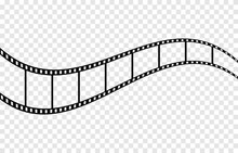 Vector Film Strip PNG. Roll Of Retro Film Strip On Isolated Transparent Background. Photographic Film In Retro Style. Curved Film Strip PNG.