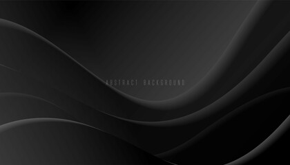 Wall Mural - Abstract wavy background with smooth black colour 