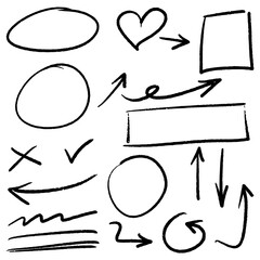 Wall Mural - doodle lines, arrows, circles and curves vector. hand drawn design elements isolated on white backgr