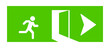 Emergency exit, evacuation door. Emergency exit door is indicated by an arrow. Emergency security idea concept.