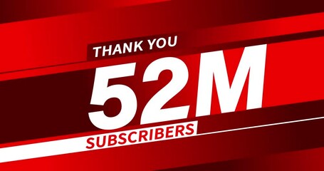 Wall Mural - Thank you 52 million subscribers, modern animation design