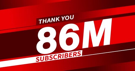 Wall Mural - Thank you 86 million subscribers, modern animation design