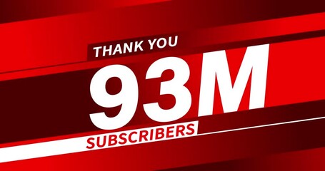 Wall Mural - Thank you 93 million subscribers, modern animation design