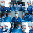 © Acronym - Multiracial team of professional medical surgeons performs the surgical operation in hospital. Doctors are working to save the patient. Medicine, health and transplantation concept.
