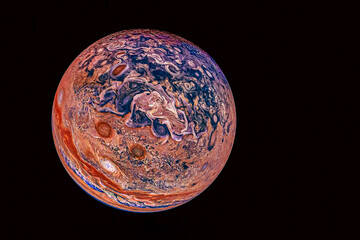 Planet Jupiter on a dark background. Elements of this image furnished by NASA