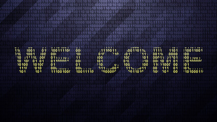 Welcome icon on binary code ( array of bits ). Illustration.