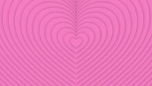 Animated Pink Background With Hearts. 4K Dynamic Seamless Footage. Optical Illusions. Op Art. Psychedelic Hypnotic Transformation. VJ Loops. Endless Video. Template For Design.